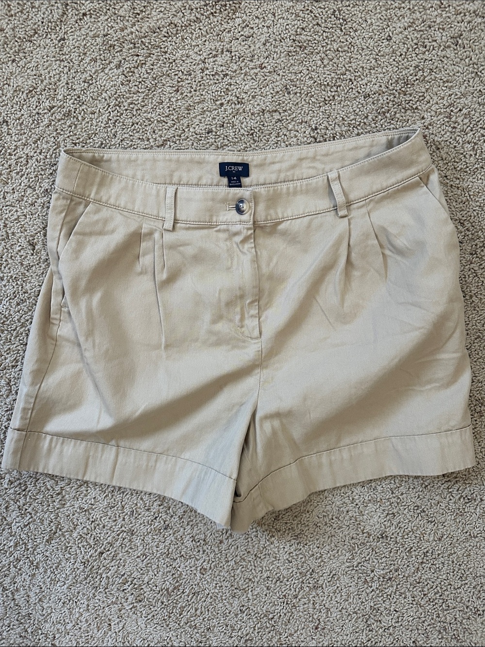 J. Crew Women's Tan Pleated Cotton Shorts
